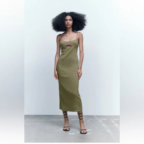 ZARA【NEW】CUT-OUT MIDI DRESS WITH LINEN $_12.JPG?set_id=880000500F
